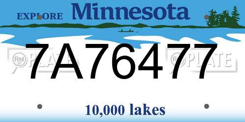 7A76477 Minnesota License Plate