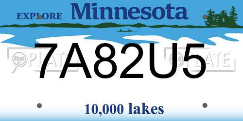 7A82U5 Minnesota License Plate