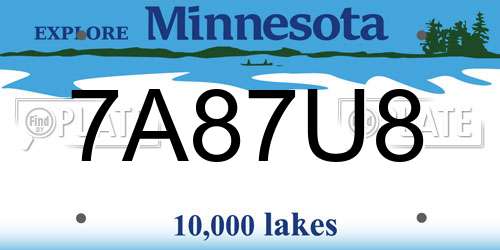 7A87U8 Minnesota License Plate