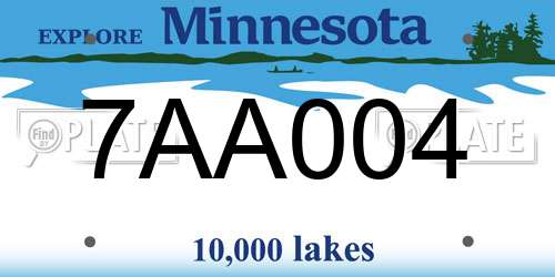 7AA004 Minnesota License Plate