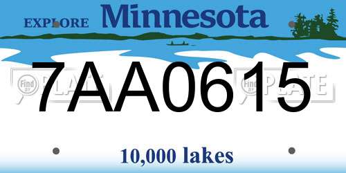 7AA0615 Minnesota License Plate