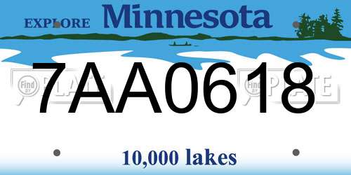 7AA0618 Minnesota License Plate