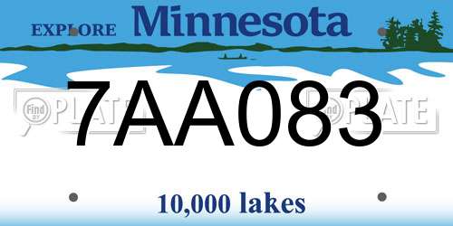 7AA083 Minnesota License Plate