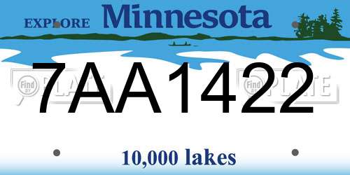 7AA1422 Minnesota License Plate