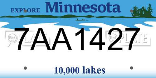 7AA1427 Minnesota License Plate