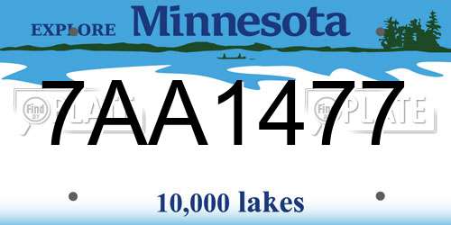 7AA1477 Minnesota License Plate