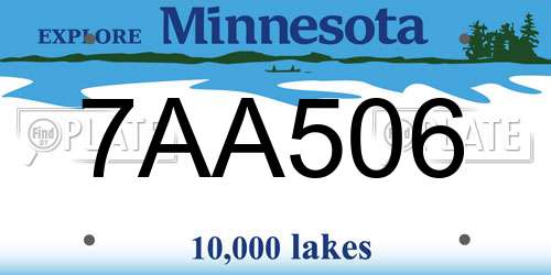 7AA506 Minnesota License Plate
