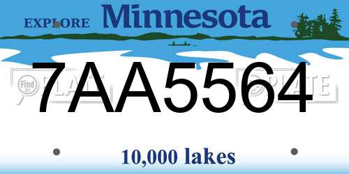 7AA5564 Minnesota License Plate