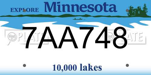 7AA748 Minnesota License Plate