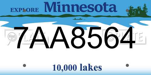 7AA8564 Minnesota License Plate