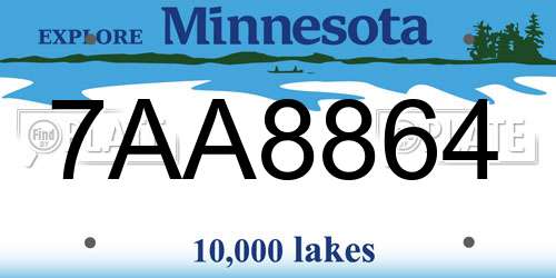 7AA8864 Minnesota License Plate