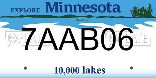 7AAB06 Minnesota License Plate