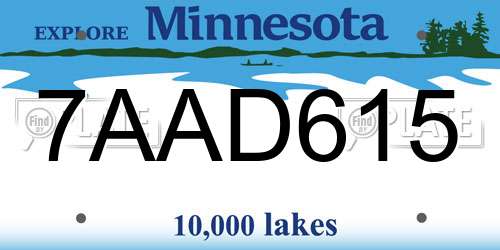 7AAD615 Minnesota License Plate