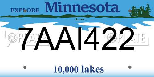 7AAI422 Minnesota License Plate
