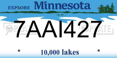 7AAI427 Minnesota License Plate