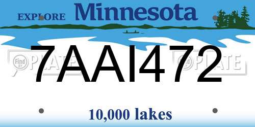 7AAI472 Minnesota License Plate