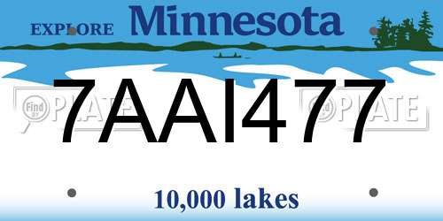 7AAI477 Minnesota License Plate