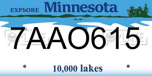 7AAO615 Minnesota License Plate