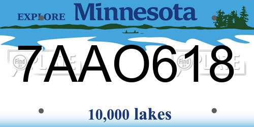 7AAO618 Minnesota License Plate