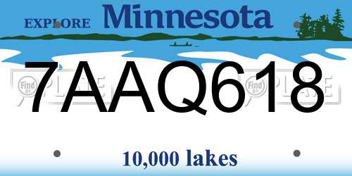 7AAQ618 Minnesota License Plate