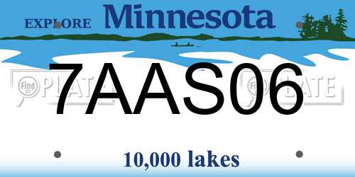 7AAS06 Minnesota License Plate