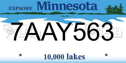 7AAY563 Minnesota License Plate