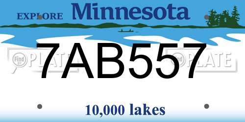 7AB557 Minnesota License Plate