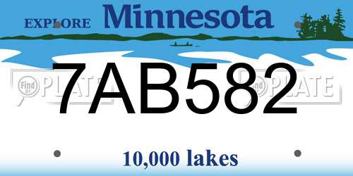 7AB582 Minnesota License Plate
