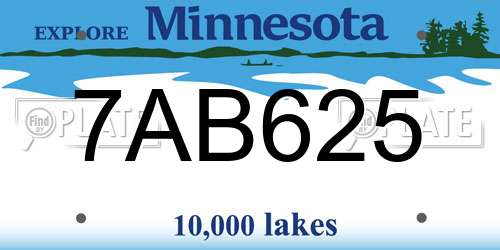 7AB625 Minnesota License Plate