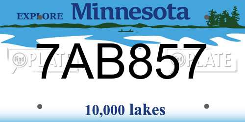 7AB857 Minnesota License Plate