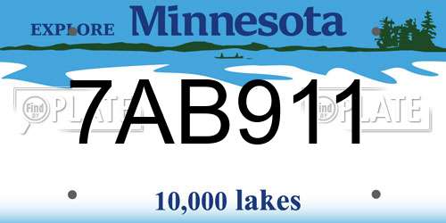 7AB911 Minnesota License Plate
