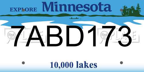 7ABD173 Minnesota License Plate