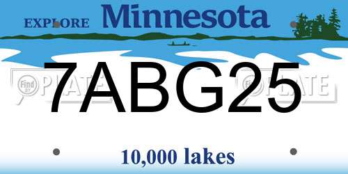 7ABG25 Minnesota License Plate