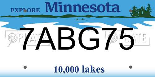 7ABG75 Minnesota License Plate