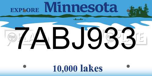 7ABJ933 Minnesota License Plate