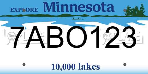 7ABO123 Minnesota License Plate
