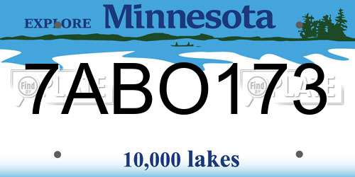 7ABO173 Minnesota License Plate