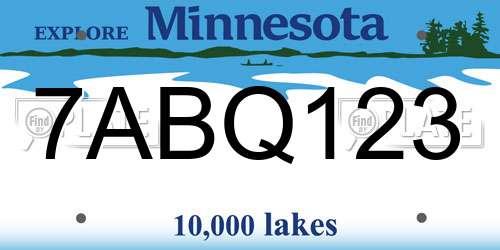 7ABQ123 Minnesota License Plate