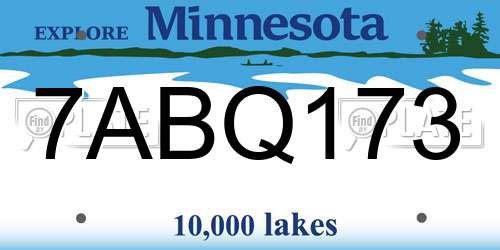 7ABQ173 Minnesota License Plate