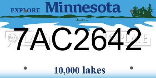7AC2642 Minnesota License Plate