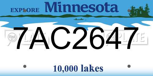 7AC2647 Minnesota License Plate