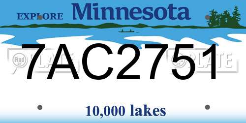 7AC2751 Minnesota License Plate