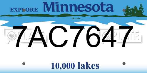 7AC7647 Minnesota License Plate