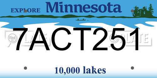 7ACT251 Minnesota License Plate