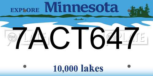7ACT647 Minnesota License Plate