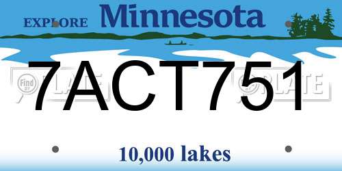 7ACT751 Minnesota License Plate