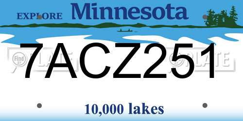 7ACZ251 Minnesota License Plate
