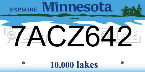 7ACZ642 Minnesota License Plate