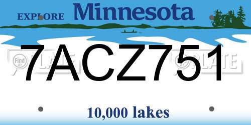 7ACZ751 Minnesota License Plate