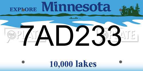 7AD233 Minnesota License Plate